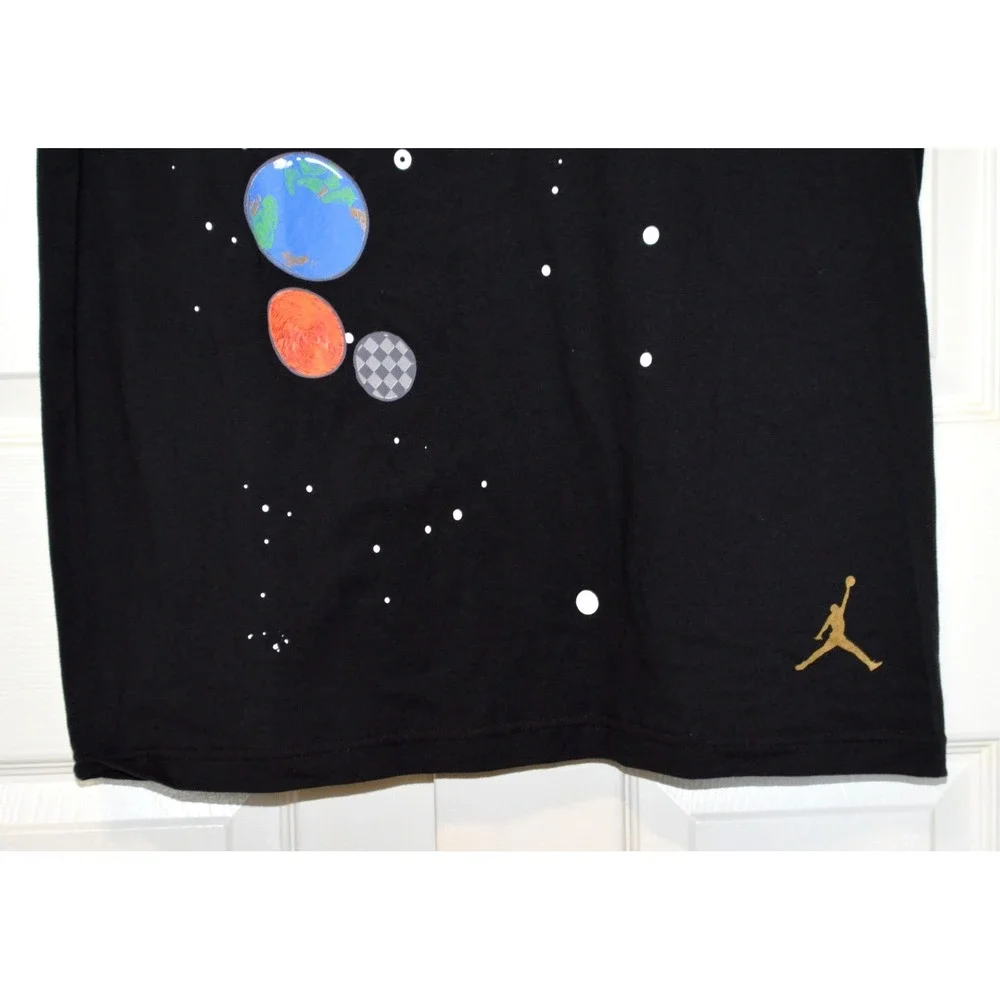 Jordan Space Planets Graphic T Shirt black Large Jumpman Cosmic Galaxy TEE